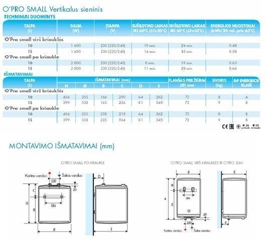 Elektrinis vandens šildytuvas Atlantic PCSB10 O'PRO, 10L po kriaukle цена и информация | Vandens šildytuvai | pigu.lt