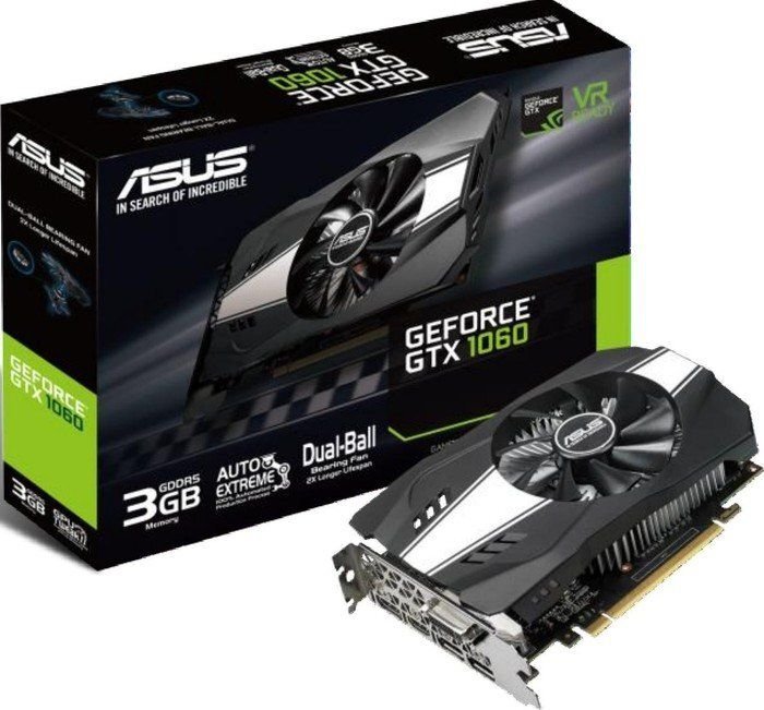 Asus GeForce GTX 1060 Phoenix 3GB GDDR5 (192 Bit) DVI-D, 2xHDMI, 2xDP, BOX (90YV0A64-M0NA00) kaina ir informacija | Vaizdo plokštės (GPU) | pigu.lt