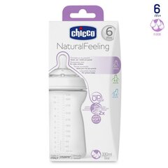 Бутылочка Chicco Natural Feeling 330 ml, 6 мес. цена и информация | Бутылочки и аксессуары | pigu.lt