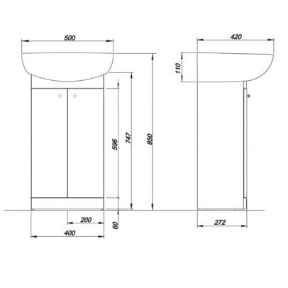 Apatinė vonios spintelė su praustuvu Kolo Solo 50 cm, balta kaina ir informacija | Vonios spintelės | pigu.lt