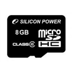 SILICON POWER 8GB, MICRO SDHC, CLASS 10  цена и информация | Карты памяти для телефонов | pigu.lt