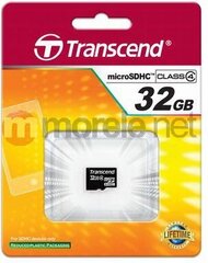 Atminties kortelė Transcend microSDHC 32GB Class 4 TS32GUSDC4 kaina ir informacija | Atminties kortelės telefonams | pigu.lt