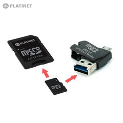 Platinet PMMSD8CR4 4in1 8GB USB laikmena + Micro SD kortelė + micro USB OTG skaitytuvas telefonams ir planšetiniams kompiuteriams kaina ir informacija | Atminties kortelės telefonams | pigu.lt
