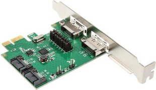 InLine PCIe x1 na 2 x SATA 6G / 2x eSATA 6G (76696B) kaina ir informacija | Valdikliai | pigu.lt