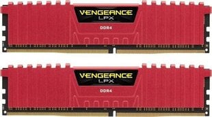 Corsair Vengeance LPX DDR4, 8 ГБ (2x4 ГБ), 2666 МГц, CL16, красный (CMK8GX4M2A2666C16R) цена и информация | Оперативная память (RAM) | pigu.lt