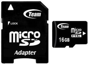 Карта памяти с адаптером Team Group Micro SDHC 16GB CL10 цена и информация | Карты памяти для телефонов | pigu.lt