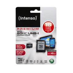 Atminties kortelė Intenso micro SD 16 GB CL10 kaina ir informacija | Atminties kortelės telefonams | pigu.lt