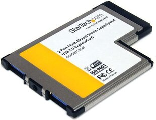 StarTech FLUSH MOUNT EXPRESSCARD USB 3 (ECUSB3S254F) цена и информация | Контроллеры | pigu.lt