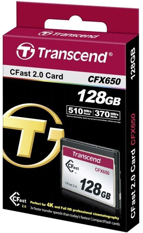 Transcend TS128GCFX650 CFast 128GB kaina ir informacija | Atminties kortelės fotoaparatams, kameroms | pigu.lt