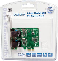 LogiLink 2-port Gigabit LAN PCIe (PC0075) цена и информация | Джойстики | pigu.lt