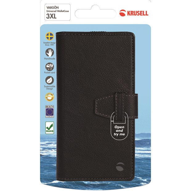 Krusell Vargön Wallet 3XL Universal, juodas kaina ir informacija | Telefono dėklai | pigu.lt