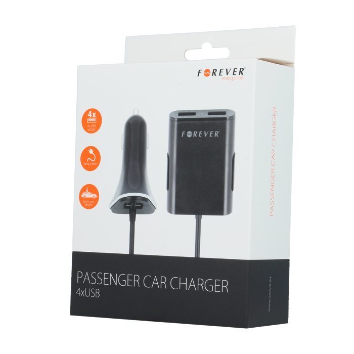 Forever Passenger USB 4 x 2.4A 1.5m kaina ir informacija | Krovikliai telefonams | pigu.lt