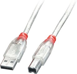 CABLE USB2 A-B 0.2M/TRANSPARENT 41750 LINDY kaina ir informacija | Laidai telefonams | pigu.lt