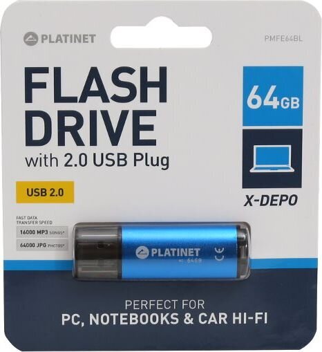 Platinet X-Depo 64GB USB 2.0 kaina ir informacija | USB laikmenos | pigu.lt