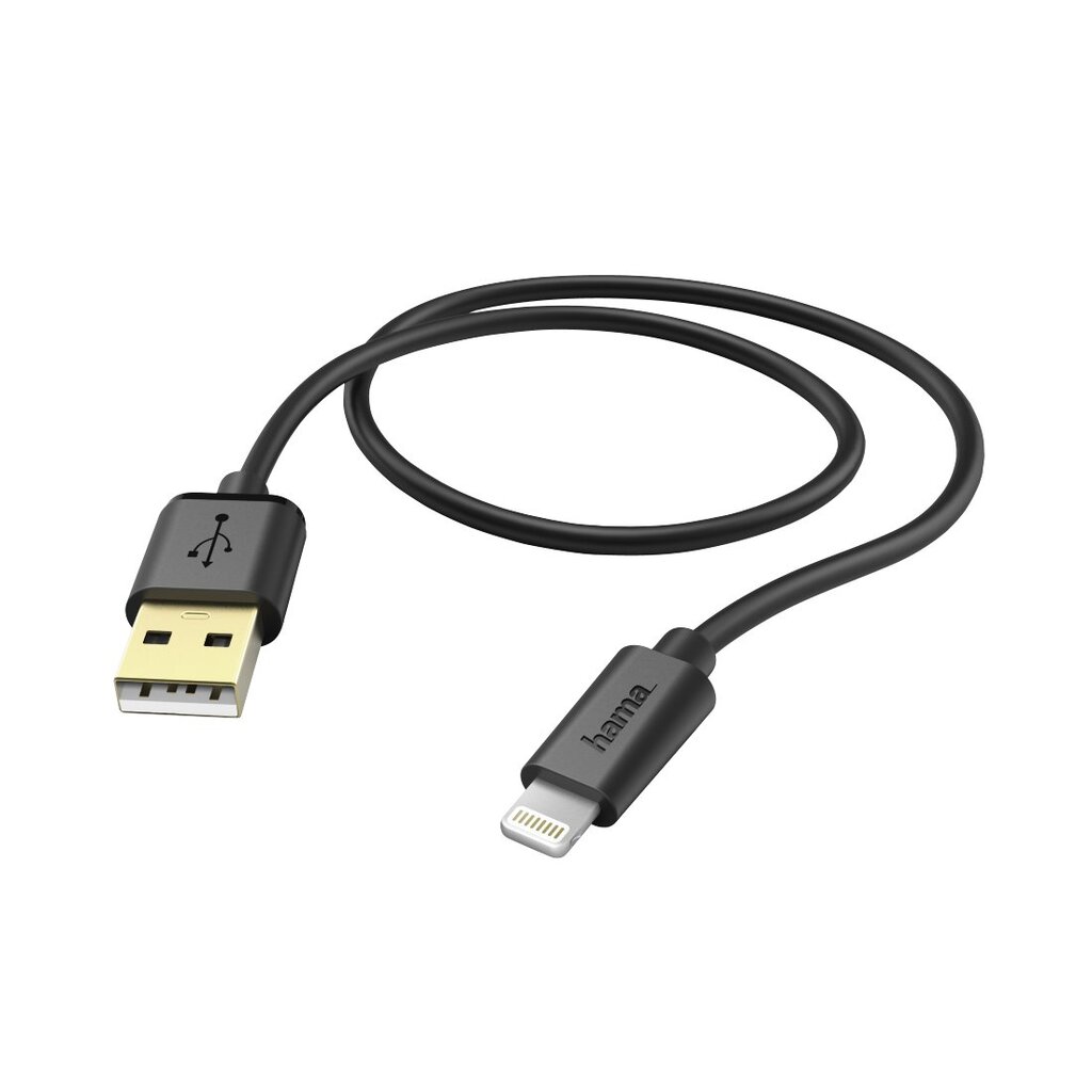 USB laidas Hama, skirtas iPhone/iPad, 1,5 m, juodas цена и информация | Laidai telefonams | pigu.lt