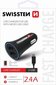 Automobilinis kroviklis Swissten Car Charger (12 / 24V), 2 x USB (2.4 A) + micro USB laidas, 150 cm, juodas kaina ir informacija | Krovikliai telefonams | pigu.lt