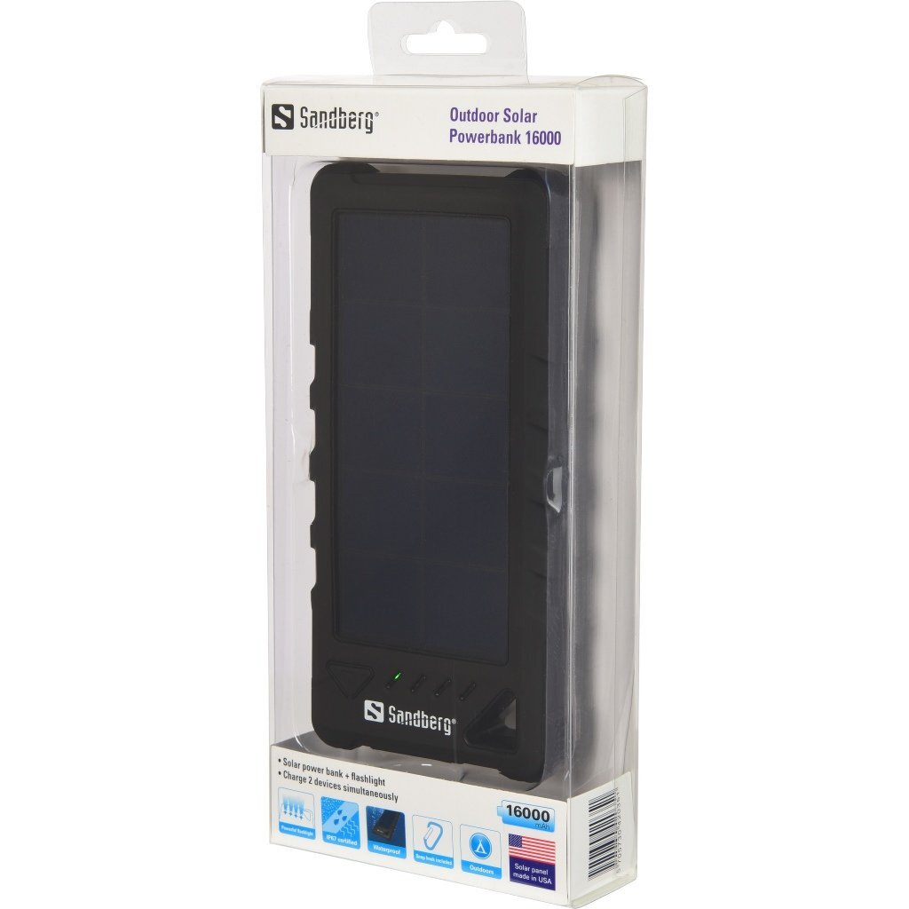 Powerbank Sandberg Solar Powerbank 16000 (420-35) kaina ir informacija | Atsarginiai maitinimo šaltiniai (power bank) | pigu.lt