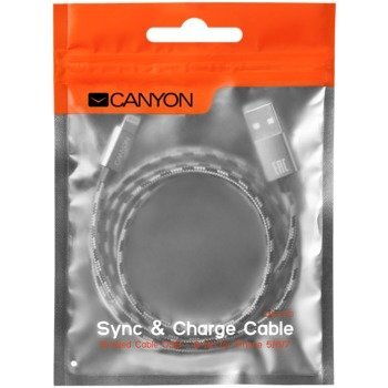 Telefono laidas Canyon CNE-CFI3DG Lightning Apple USB, pintas, 1 m, tamsiai pilkas kaina ir informacija | Laidai telefonams | pigu.lt