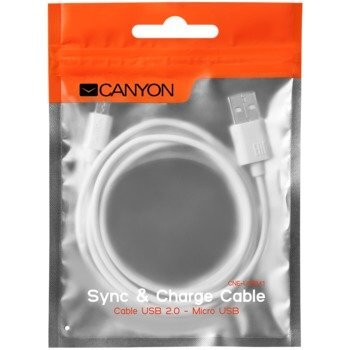 Canyon CNE-USBM1B, USB 2.0 / micro USB, 1 m, baltas цена и информация | Laidai telefonams | pigu.lt