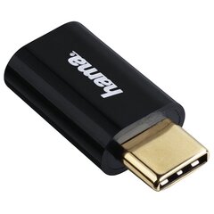 Hama USB-C adapteris, USB 2.0, USB-C kištukas – Micro-USB-B lizdas, 480 Mbit/s, juodas kaina ir informacija | Adapteriai, USB šakotuvai | pigu.lt