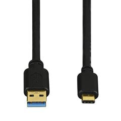 USB-C laidas-adapteris, USB-C kištukas - USB 3.1 A kištukas, auksu dengti kontaktai, 1.8 m, juodas kaina ir informacija | Laidai telefonams | pigu.lt