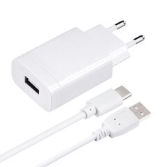 Forcell Pulse Quick Charge 3.0 Premium Travel Charger + Type-C Cable USB 2.4A White kaina ir informacija | Krovikliai telefonams | pigu.lt