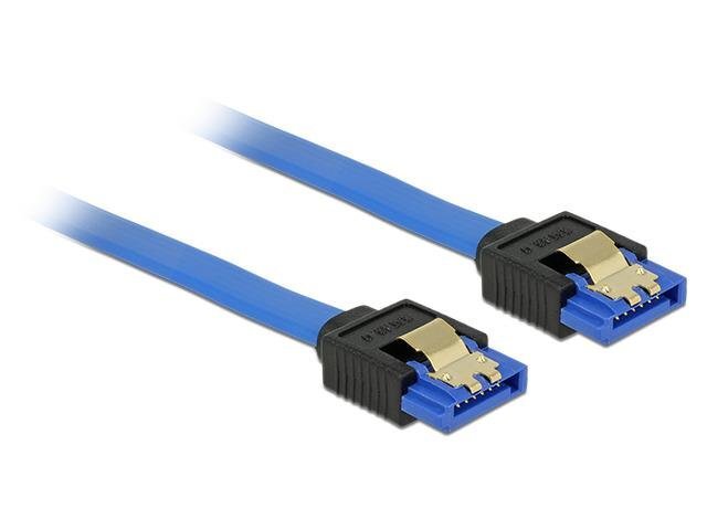 Delock Cable SATA 6 Gb/s receptacle straight->SATA receptacle straight 50cm blue kaina ir informacija | Kabeliai ir laidai | pigu.lt