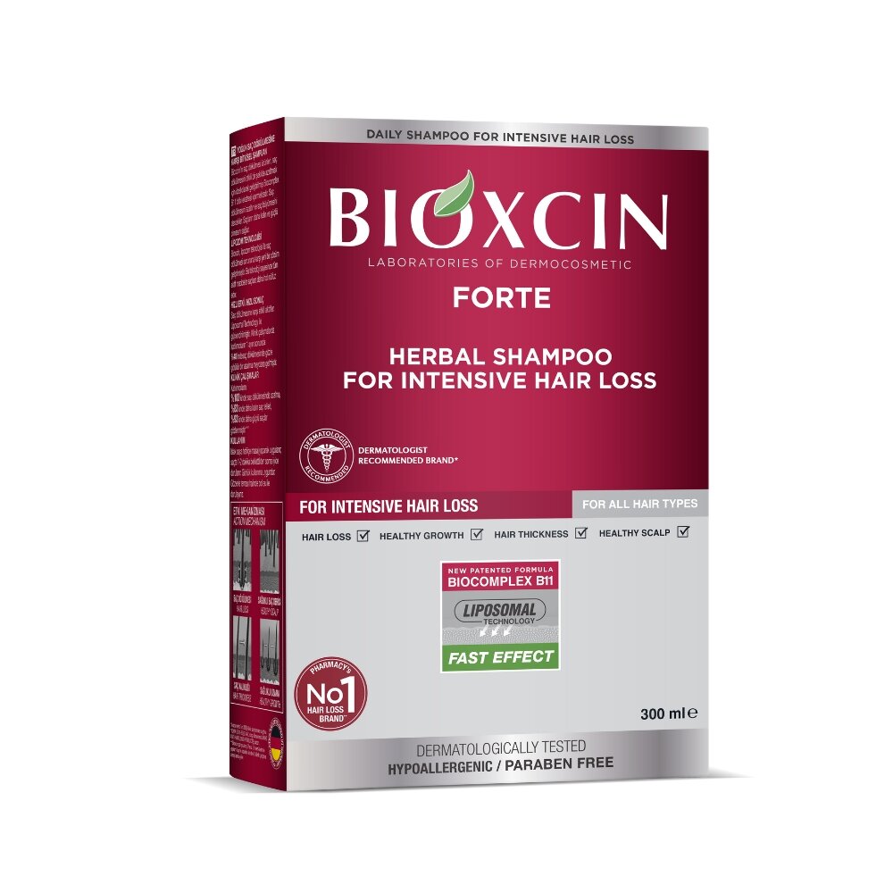 BIOXCIN šampūnas nuo intensyvaus plaukų slinkimo FORTE, 300 ml цена и информация | Šampūnai | pigu.lt