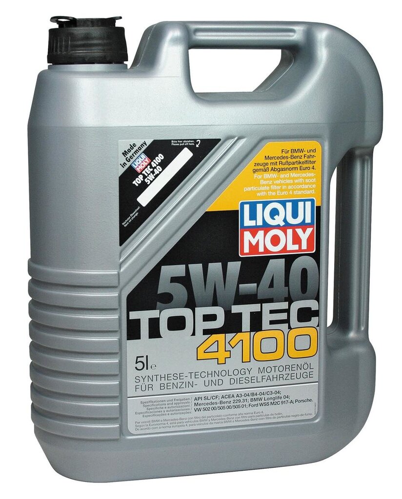 Sintetinė variklinė alyva Liqui-Moly Top Tec 4100 5W-40, 5L kaina ir informacija | Variklinės alyvos | pigu.lt