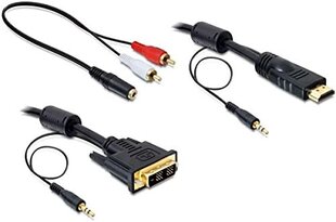 Delock HDMI – DVI kabelis 2m juodas 84455 kaina ir informacija | Kabeliai ir laidai | pigu.lt