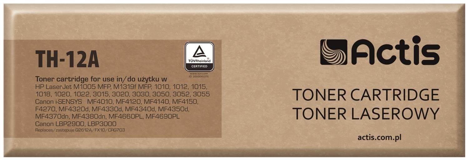 Toneris Actis TH-12 (Q2612A / CRG-703 / FX-100 - juoda - Neoriginali nauja lazerinė spausdintuvo kasetė, suderinama su HP ir Canon spausdintuvais kaina ir informacija | Kasetės lazeriniams spausdintuvams | pigu.lt