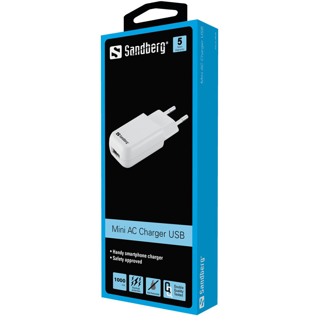 Sandberg 440-56, USB, 1A цена и информация | Krovikliai telefonams | pigu.lt