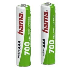 Įkraunami elementai Hama NiMH, 2x AAA, 700 mAh, 1,2 V kaina ir informacija | Hama Kompiuterių komponentai | pigu.lt