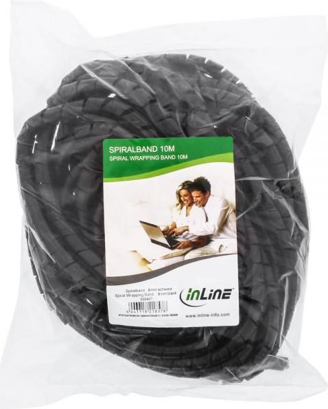 InLine Cable Gland / Spiral Wrapping Band 10m black 25mm (59946R) цена и информация | Komponentų priedai | pigu.lt