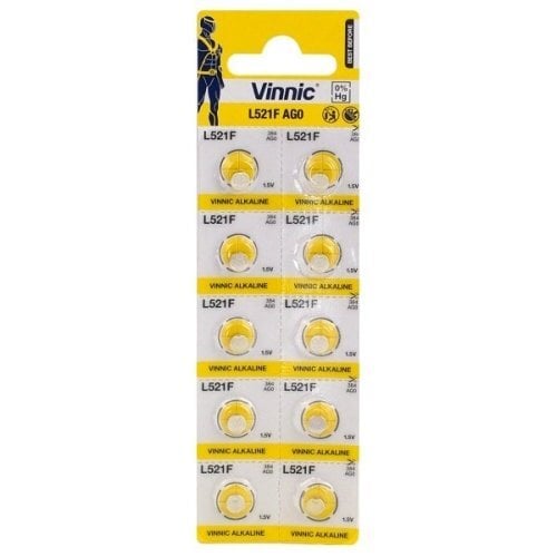 Vinnic L521F / AG0, 1.5V Šarminės baterijos, 10 vnt. kaina ir informacija | Elementai | pigu.lt