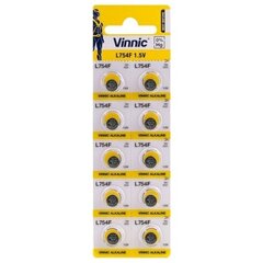 Vinnic LR48, LR754, G5, 1.5V Šarminės baterijos, 10vnt. kaina ir informacija | Elementai | pigu.lt