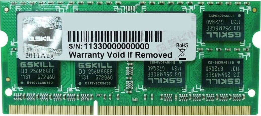G.Skill DDR3 SODIMM 8GB 1600MHz CL11 (F3-1600C11S-8GSL) kaina ir informacija | Operatyvioji atmintis (RAM) | pigu.lt
