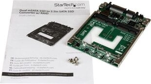 StarTech Dual mSATA SSD to 2.5” SATA RAID Adapter Converter (25SAT22MSAT) kaina ir informacija | Startech Kompiuterinė technika | pigu.lt