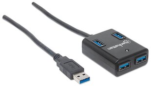 USB-концентратор Manhattan SuperSpeed​​USB-A 3.0, до 5 Гбит / с цена и информация | Адаптеры, USB-разветвители | pigu.lt