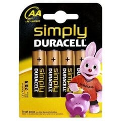 DURACELL DURACELL SIMPLY ALKALINE BATTERY AAA LR03 / MN2400 4 ШТ. цена и информация | Батарейки | pigu.lt