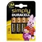 Elementai Duracell Simply, 4 vnt. kaina ir informacija | Elementai | pigu.lt