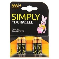 Elementai Duracell Simply, 4 vnt. kaina ir informacija | Elementai | pigu.lt