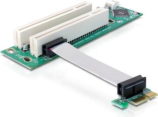 Delock Riser Card PCI Express x1 > 2 x PCI with flexible cable 9 cm left insertion (41341) kaina ir informacija | Komponentų priedai | pigu.lt