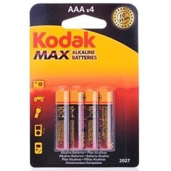 Щелочные батарейки Kodak LR03-4BB (AAA), 4 шт. цена и информация | Батарейки | pigu.lt