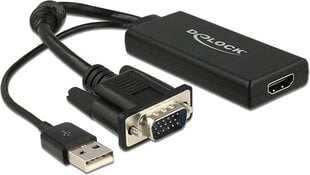 Delock 62668, VGA/HDMI kaina ir informacija | Kabeliai ir laidai | pigu.lt