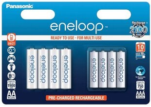 Перезаряжаемый батарейный блок 4 x R6 / AA + 4 x R03 / AAA Panasonic Eneloop BK-KJMCCE44E 8BE цена и информация | Panasonic Сантехника, ремонт, вентиляция | pigu.lt