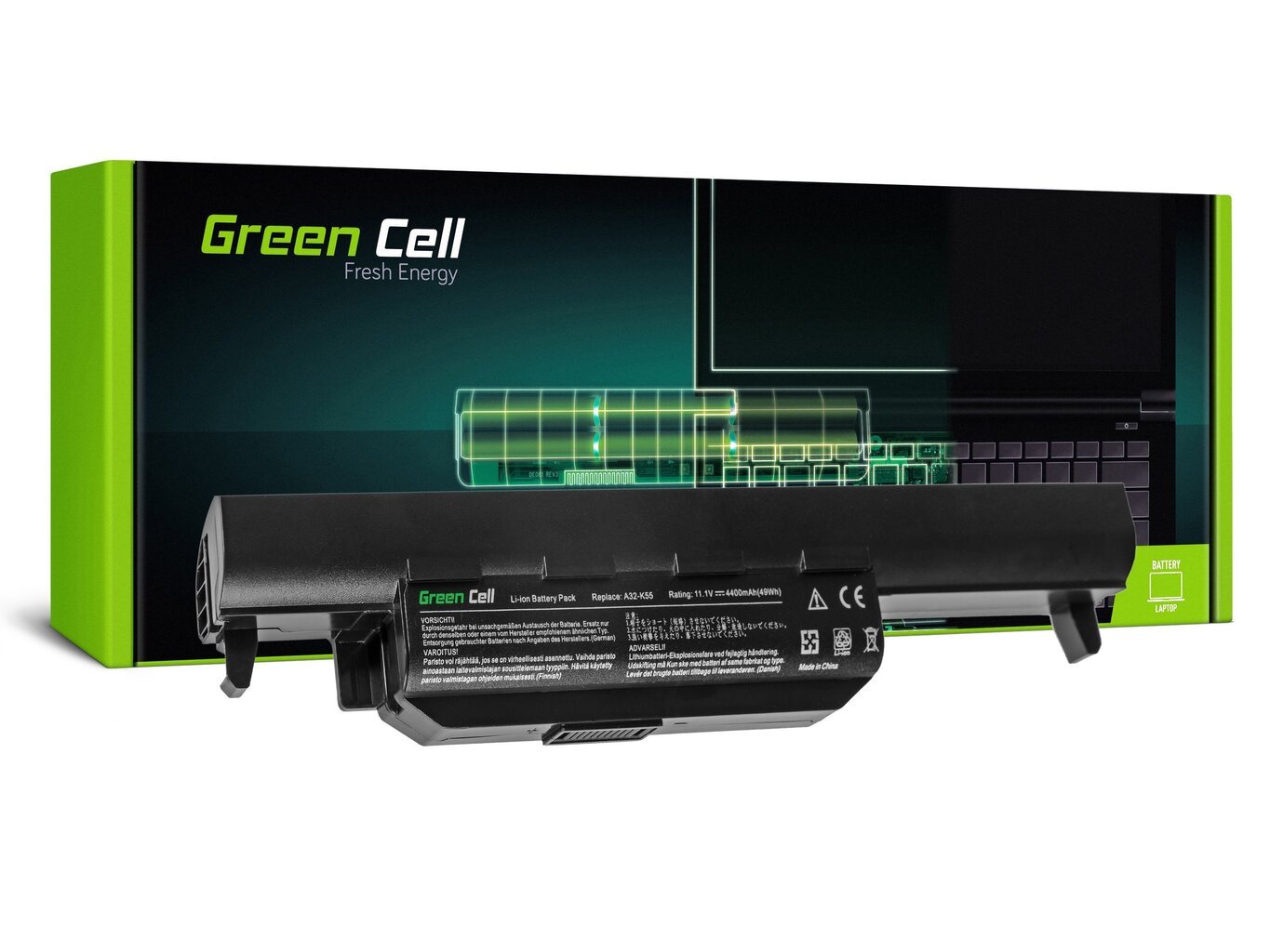Green Cell Laptop Battery for Asus R400 R500 R500V R500V R700 K55 K55A K55VD K55VJ K55VM kaina ir informacija | Akumuliatoriai nešiojamiems kompiuteriams | pigu.lt