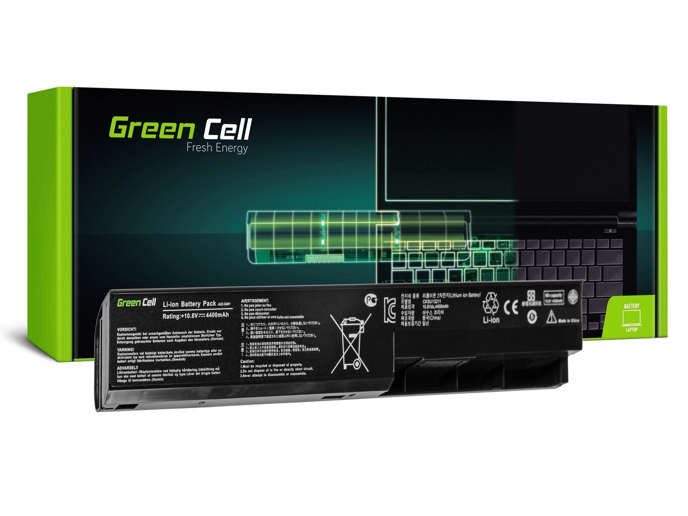 Green Cell Laptop Battery for Asus X301 X301A X401 X401A X401U X401A1 X501 X501A X501A1 X501U цена и информация | Akumuliatoriai nešiojamiems kompiuteriams | pigu.lt