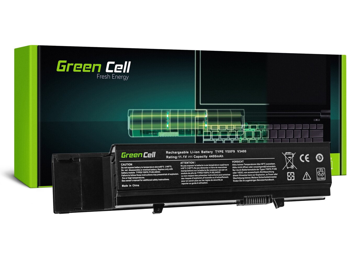 Green Cell Laptop Battery for Dell Vostro 3400 3500 3700 Inspiron 3700 8200 Precision M40 M50 kaina ir informacija | Akumuliatoriai nešiojamiems kompiuteriams | pigu.lt