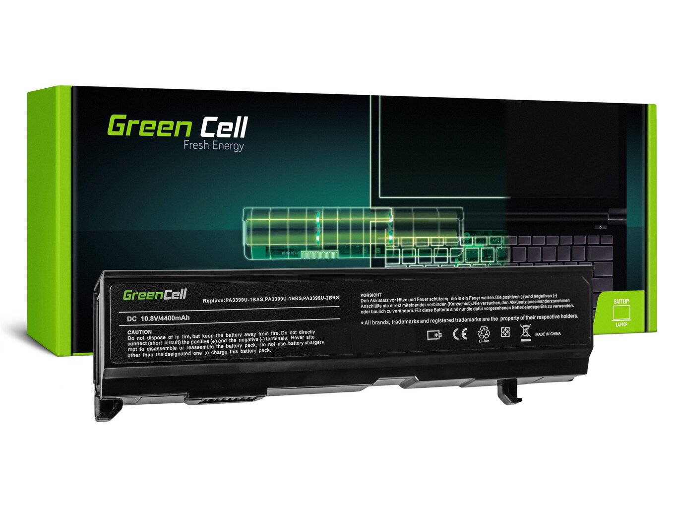 Green Cell Laptop Battery for Toshiba Satellite A80 A100 A105 M40 M50 Tecra A3 A6 цена и информация | Akumuliatoriai nešiojamiems kompiuteriams | pigu.lt